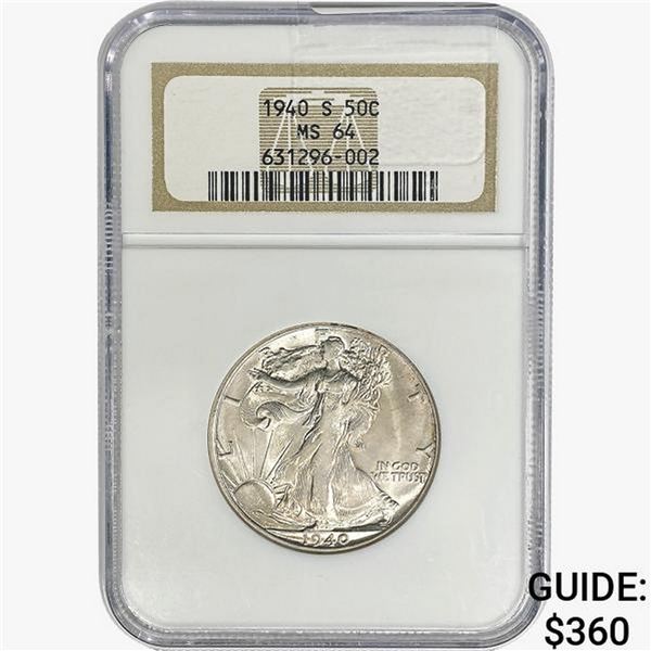 1940-S Walking Liberty Half Dollar NGC MS64