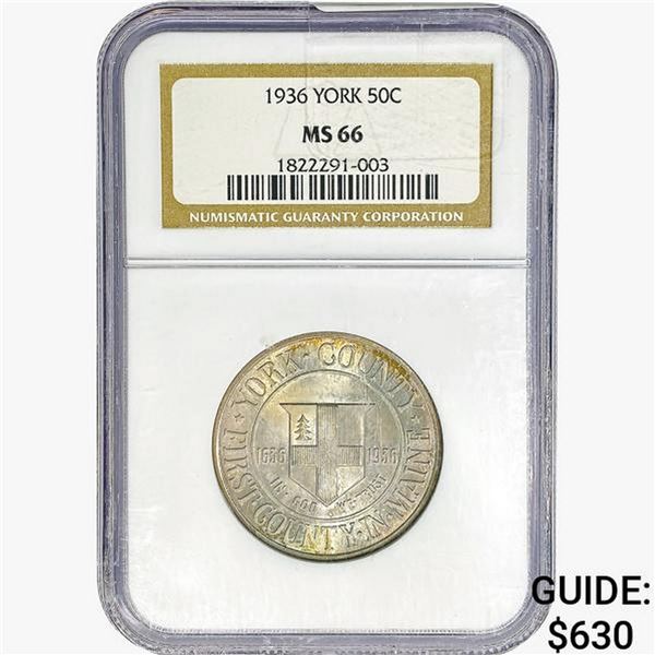 1936 York Half Dollar NGC MS66