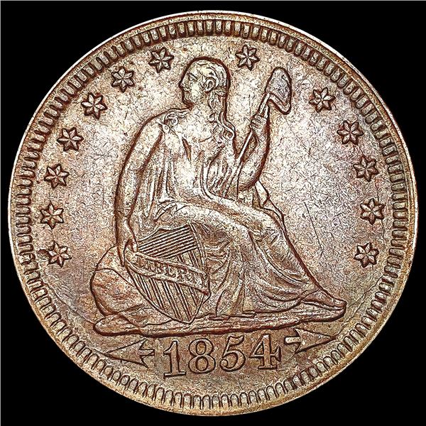 1854 Arws Seated Liberty Quarter CLOSELY UNCIRCULA