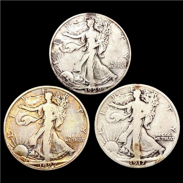 [3] Walking Half Dollars [1917-S, 1927-S, 1929-S]