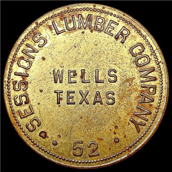 1952 Wells Texas $5 Token CLOSELY UNCIRCULATED