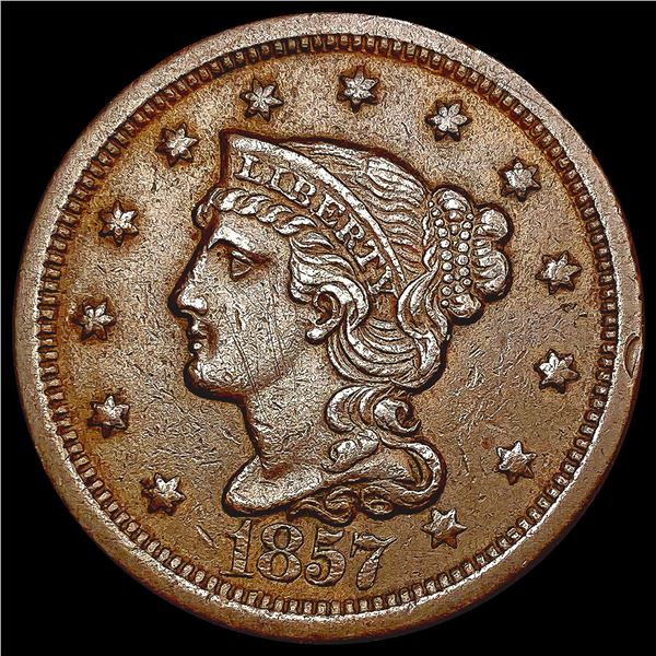 1857 Braided Hair Large Cent CLOSELY UNCIRCULATED