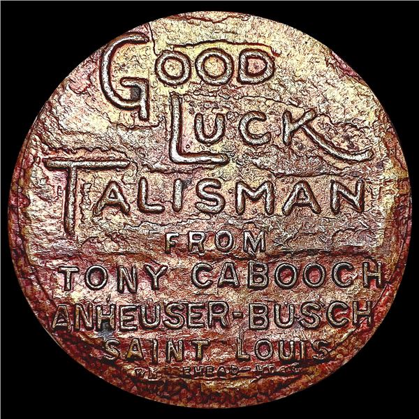 1927 Anheuser Busch Swastika Good LucK Token LIGHT