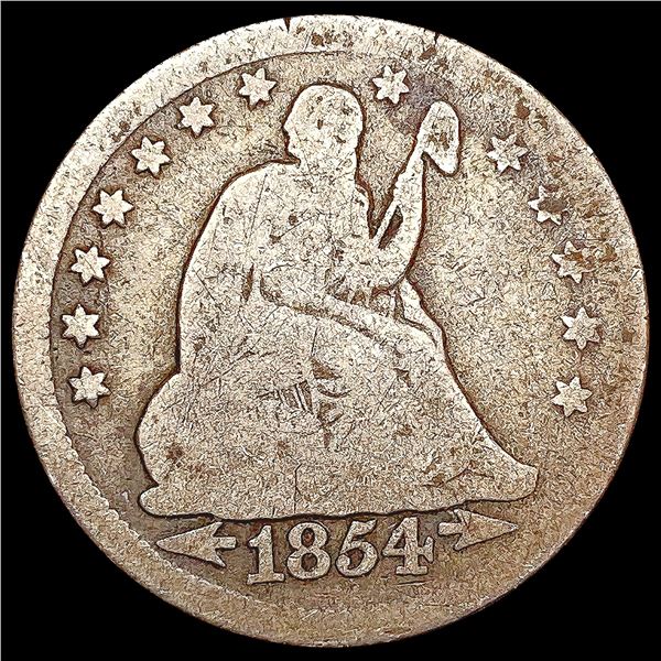 1854-O Arws Seated Liberty Quarter NICELY CIRCULAT