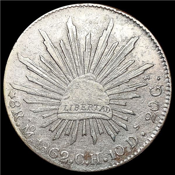 1862 Mexico Silver 8 Reales CLOSELY UNCIRCULATED
