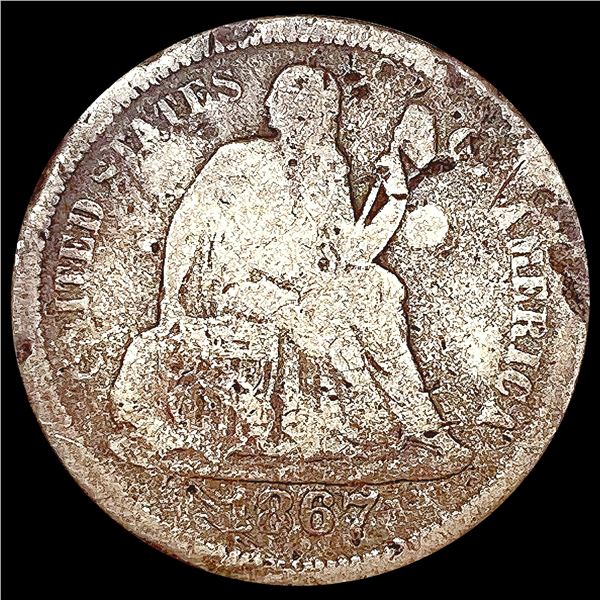 1867 Seated Liberty Dime NICELY CIRCULATED