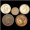Image 1 : [5] Varied US Coinage [1851, 1854, 1857, 1904, 192