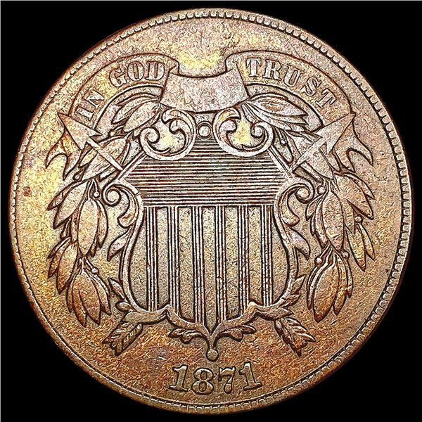 1871 Two Cent Piece NEARLY UNCIRCULATED