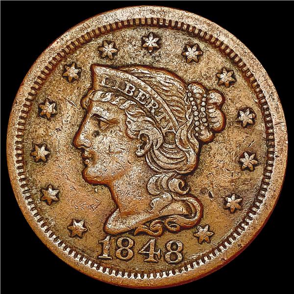 1848 Braided Hair Large Cent LIGHTLY CIRCULATED