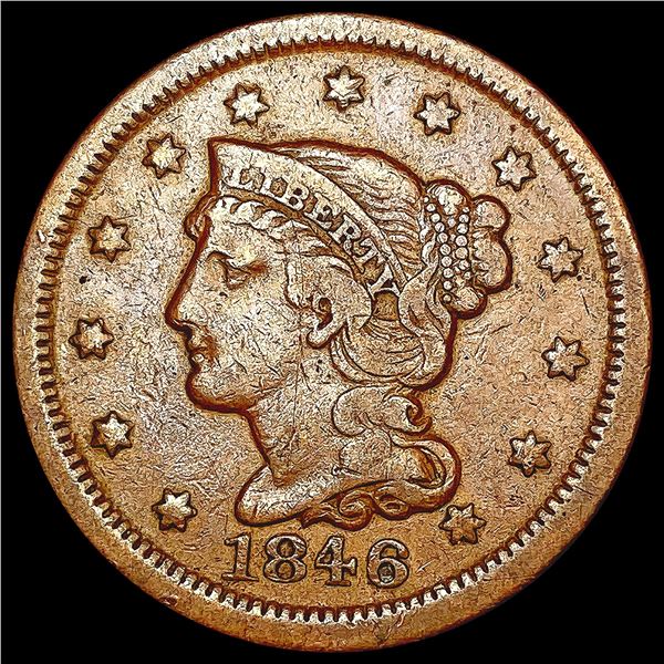 1846 Sm Dt Braided Hair Large Cent LIGHTLY CIRCULA