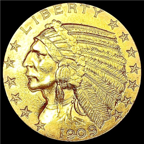 1909-D $5 Gold Half Eagle CLOSELY UNCIRCULATED