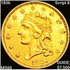Image 1 : 1836 Script 8 $2.50 Gold Quarter Eagle UNCIRCULATE