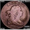 Image 1 : 1805 Small 5, Stems Draped Bust Half Cent LIGHTLY