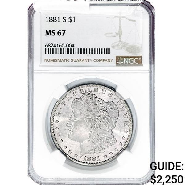 1881-S Morgan Silver Dollar NGC MS67