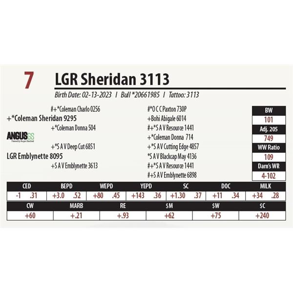 LGR Sheridan 3113