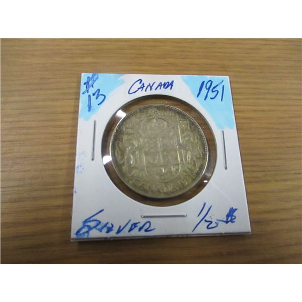 1951 CANADA SILVER HALF DOLLAR