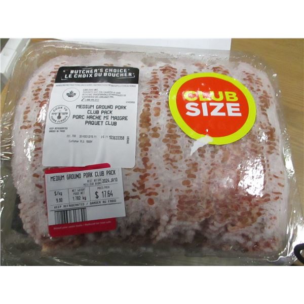 SHELF PULLS (AS IS):  CLUB SIZE MEDIUM GROUND PORK (1.782 KG)