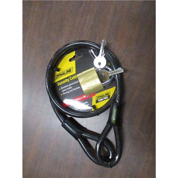 NEW:  3/8" X 3' SECURITY CABLE C/W LOCK & KEYS