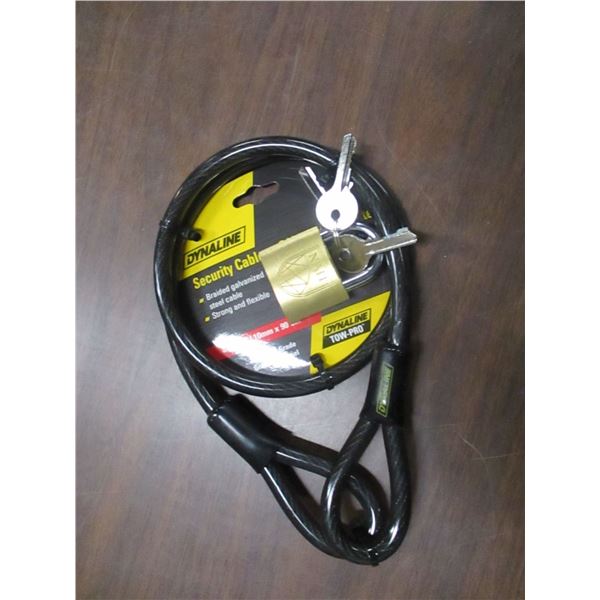 NEW:  3/8" X 3' SECURITY CABLE C/W LOCK & KEYS