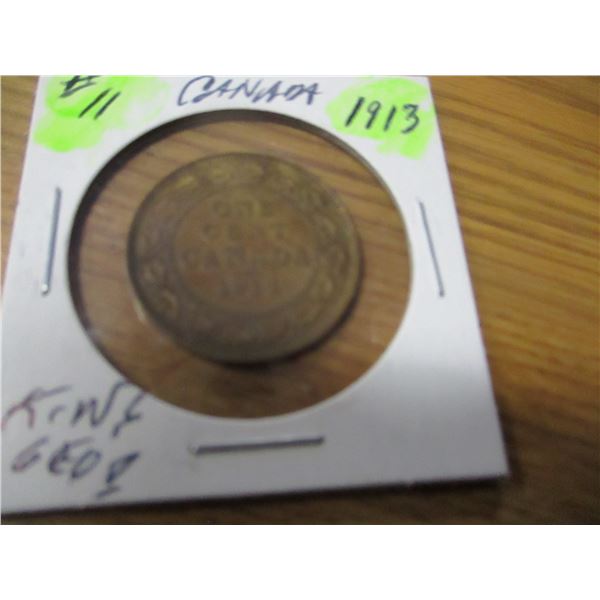 1913 CANAD AKING GEORGE V LARGE PENNY
