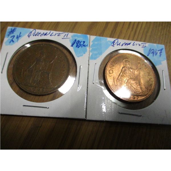 1962 - 1967 QUEEN ELIZABETH II LARGE PENNY SET