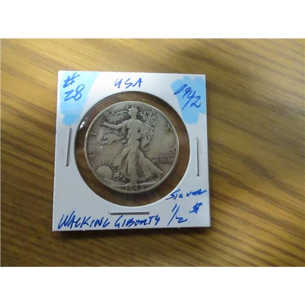 1942 USA WALKING LIBERTY SILVER HALF DOLLAR