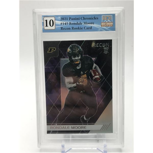 2021 PANINI CHRONICLES NO.145 RONDALE MOORE RECON ROOKIE CARD GCG GRADED 10