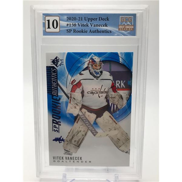 2020-21 UPPER DECK NO.138 VITEK VANECEK SP AUTHENTICS GCG GRADED 10