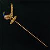 Image 3 : Rare Antique Art Nouveau 18K Gold Ruby Enamel LARGE Detailed Pheasant Stick Pin