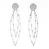 Image 1 : 14K White Gold 1.30 ctw Round Pave Set Diamond Long Swing Drop Dangle Earrings