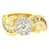 Image 1 : 14k Yellow & White Gold 1.0 ctw Fine Round & Baguette Diamond Solitaire Ring