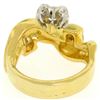 Image 2 : 14k Yellow & White Gold 1.0 ctw Fine Round & Baguette Diamond Solitaire Ring