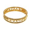 Image 1 : Chanel Gold Metal Cut Out Logo Bangle Bracelet