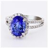 Image 2 : 3.16 ctw Tanzanite and 0.65 ctw Diamond Platinum Ring