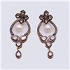 Image 1 : Pair of Mogul Style Silver Topped Gold Pearl & Polki Diamond Earrings