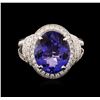 Image 2 : 18KT White Gold 7.20 ctw Tanzanite and Diamond Ring