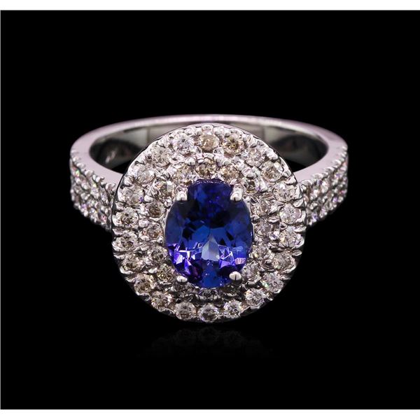 1.50 ctw Tanzanite and Diamond Ring - 14KT White Gold