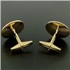 Image 3 : Men's 14k Yellow Gold Dual Finish 20mm Round Concave Swirl Design Cuff Links