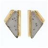 Image 1 : Vintage 18k Yellow Gold White Rectangular Rough Finish Agate Geometric Earrings