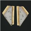 Image 2 : Vintage 18k Yellow Gold White Rectangular Rough Finish Agate Geometric Earrings