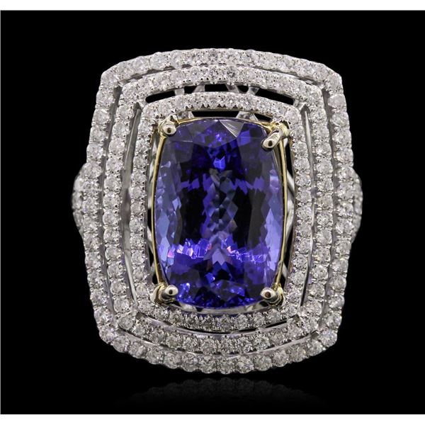 14KT Yellow and White Gold 8.13 ctw Tanzanite and Diamond Ring