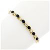 Image 1 : 18K Yellow Gold 2.60 ctw Alternating Oval Sapphire Round Diamond Chain Bracelet