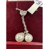 Image 2 : 10KT White Gold pendant+chain with 15pt pearl - 3.2 grams retail $1,600