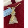 Image 3 : 10KT Yellow Gold money bag pendant+chain with 60pt Diamond - 6.8 grams retail $1,900