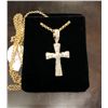 Image 2 : 10KT Yellow Gold cross pendant+chain with 60pt Diamond - 6.5 grams retail $2,000