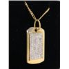 Image 2 : 10KT Yellow Gold 26" Dog Tag pendant+chain with 1.40 ct Diamond - 6 grams retail $2,500