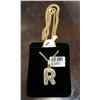 Image 2 : 10KT Yellow Gold 'R' pendant+chain with 56pt Diamond - 1.2 grams 56pt retail $2,200