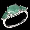 Image 2 : 14K White Gold Over 925 Sterling Silver w/ Unheated Oval Green Emerald Ring - 9x7mm, Size 9 - retail