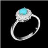 Image 2 : 14K White Gold Over 925 Sterling Silver w/ Unheated Round Blue Turquoise Ring - 5mm, Size 7.5 - reta