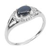 Image 2 : 14K White Gold Over 925 Sterling Silver w/ Diffused Oval 6 Rays Star Sapphire & White Topaz Ring - 7